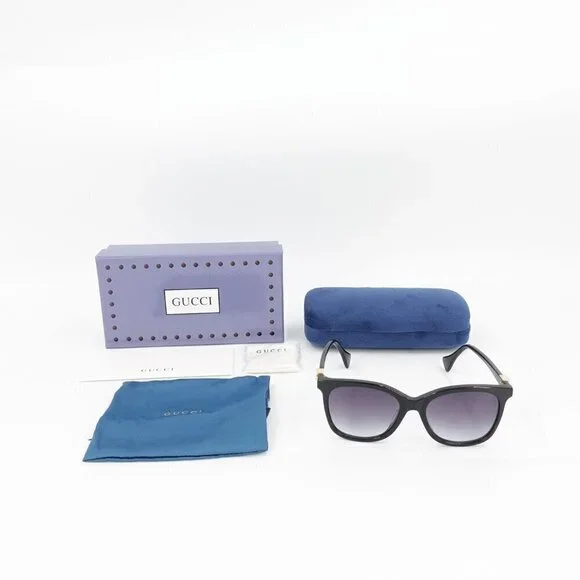 Gucci GG1071 Cat Eye Sunglasses Black Gray OS - Picture 5 of 15